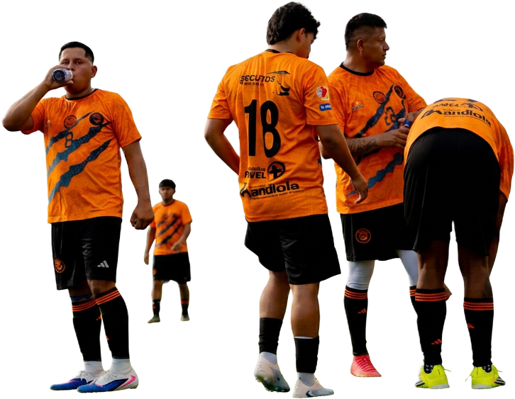 CISL players in orange kits during a matchday break